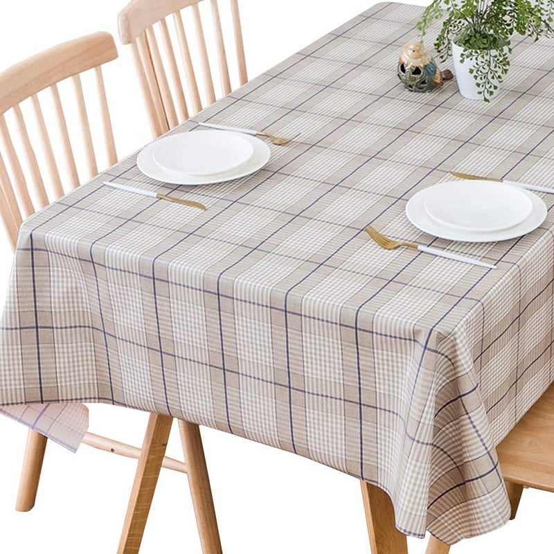 TruDelve Heavy Duty Vinyl Table Cloth for Kitchen Dining Tables Wipeable PVC Tablecloth for Rectangle Table (54'' x 108'', Lattice-3) - Image 1